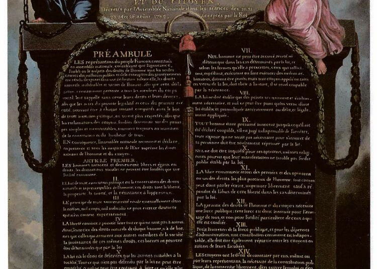 Ranskan ihmisoikeuksien julistus laadittiin 26. elokuuta 1789.