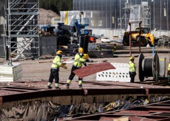 Akkumateriaalitehtaan työmaa Kotkassa kuvattiin huhtikuussa.