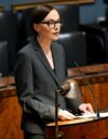 Minja Koskela piti vasemmistoliiton ryhmäpuheenvuoron keskustelussa ulko- ja turvallisuuspoliittisesta selonteosta.