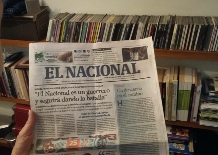 Venezuelalainen päivälehti El Nacional ilmestyi toistaiseksi viimeisen kerran 14. joulukuuta 2018. Lehti ilmoitti pitävänsä lepotauon, kunnes se voi julkaista otsikon ”Venezuela palaa demokratiaan”.