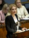 Mai Kivelä piti vasemmistoliiton ryhmäpuheenvuoron Gaza-keskustelussa.