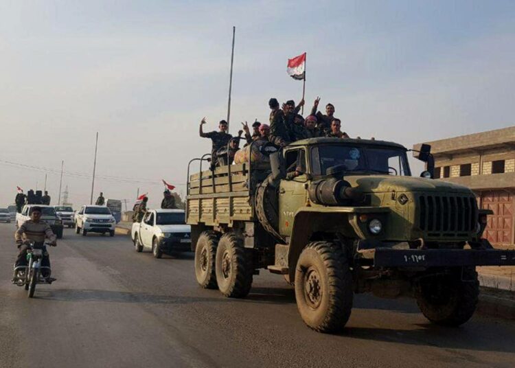 Syyrialaisia joukkoja lähellä Hasakehin maakunnassa lähellä Turkin rajaa.