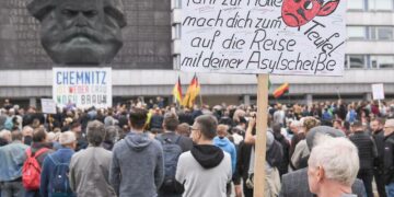 Karl Marxin patsas Chemnitzissä on saanut toimia taustana äärioikeiston mielenosoituksille.
