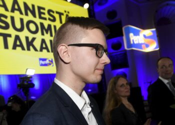 Perussuomalaisten Nuorten puheenjohtaja Asseri Kinnunen.