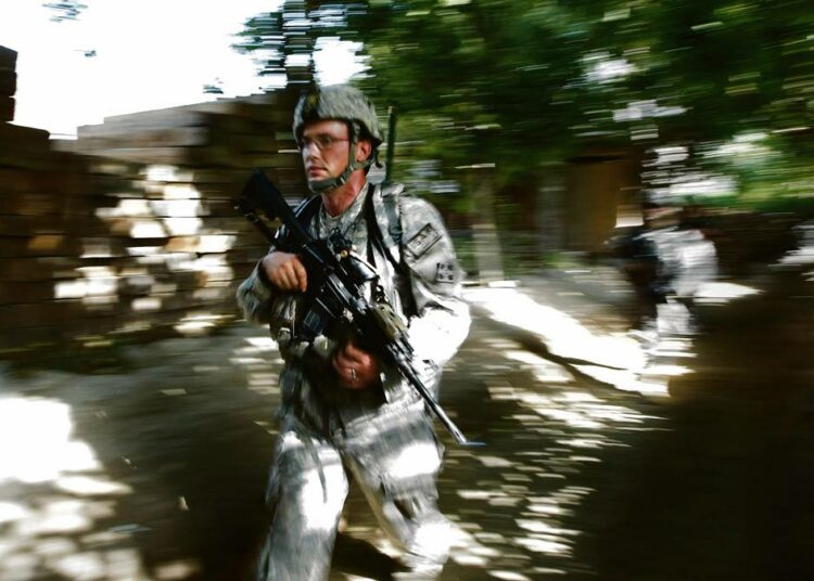 Amerikkalaissotilas partiossa Kandigalissa Kunarin maakunnassa Afganistanissa elokuun alussa.