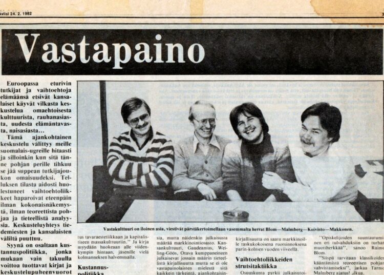 Erkki Karvosen juttu Vastapainosta Tampereen yliopiston opiskelijoiden Aviisi-lehdessä 24.2.1982.