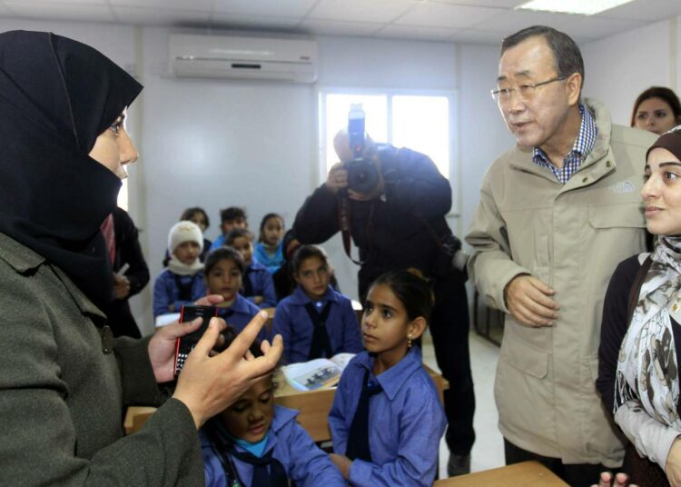 YK:n pääsihteeri Ban Ki-moon vieraili Za’atarin pakolaisleirillä pari viikkoa sitten.