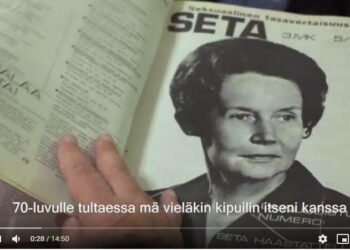 Seta juhlistaa 45-vuotista työtään minidokumentilla. Siinä 1970-90 -lukujen aktiivit kertovat toiminnan merkkipaaluista ja myös omasta elämästään. Kuvakaappaus videosta.