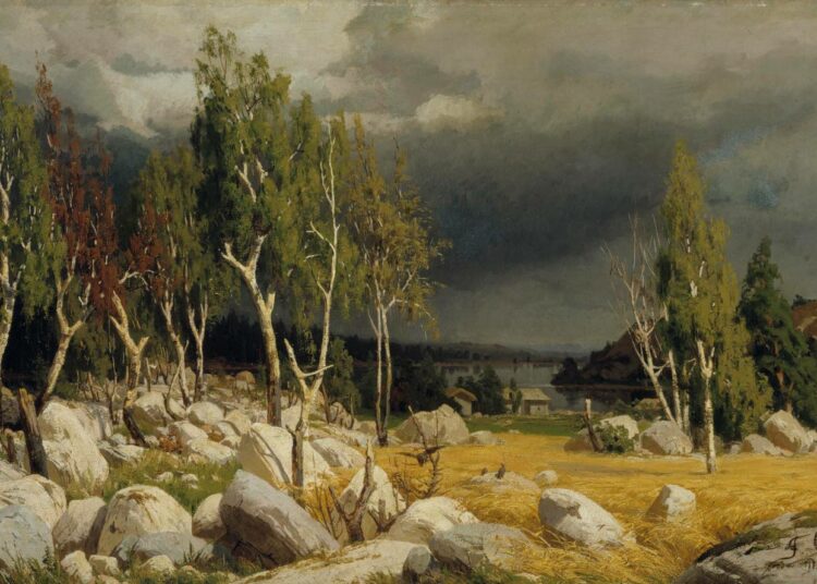 Fanny Churberg: Kaski, aihe Uudeltamaalta, 1872, öljy.