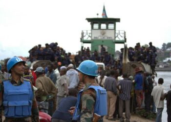 YK:n rauhanturvaajia Goman satamassa Kongon demokraattisessa tasavallassa.