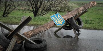 Barrikadi Itä-Ukrainassa.