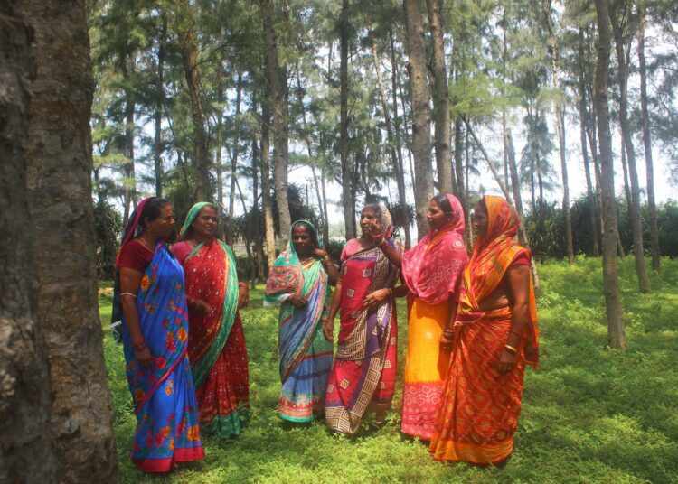 Kun päivän kotityöt on hoidettu, naiset usein kokoontuvat iltapäivällä kylän ulkopuolelle puiden rauhaisan viileään varjoon.