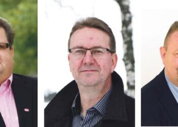 Turja Lehtonen (vas.), Terho Ihalainen ja Raimo Kytömaa ovat ehdolla Metalliliiton liittosihteeriksi.