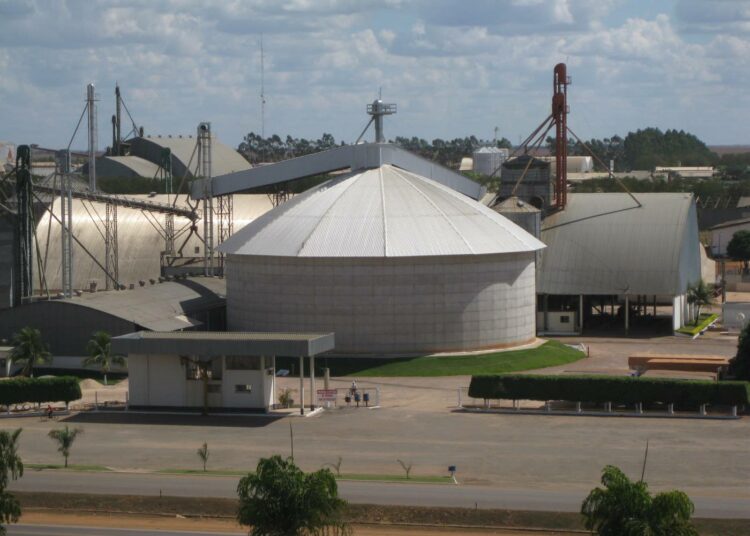 Siiloja ja varastoja Lucas do Rio Verdessä, yhdessä Mato Grosson soijakaupungeista. Brasilia on maailman johtava soijantuottaja ja -viejä.
