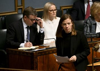 Vasemmistoliiton puheenjohtaja Li Andersson.