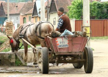 Hidasta kuljetusta Romanian maaseudulla.