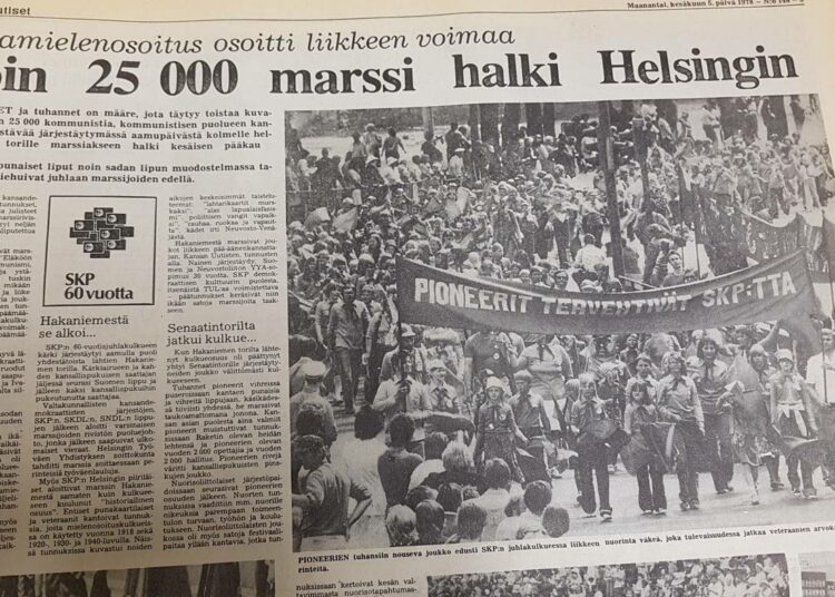 Kansan Uutiset kertoi 5.6.1978 kommunistien mahtavasta joukkovoimasta.