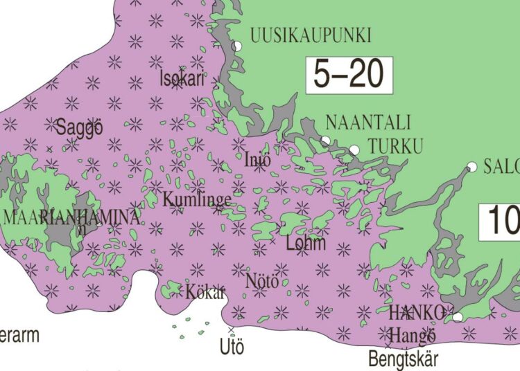 Saaristomeren jääkenttä on jo ”pullistunut” etelässä Kökarin sekä Bengtskärin majakan korkeudelle Hangon ulkopuolella sekä Märketin majakan tasolle Ahvenanmaalta länteen. Tiedot Ilmatieteen laitos. Kansan Uutiset on käsitellyt kuva-aineistoa.
