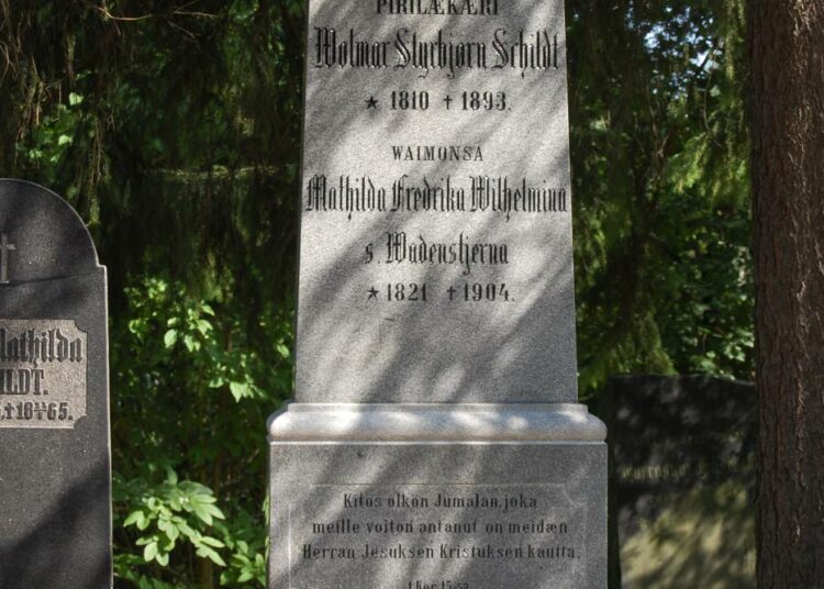Wolmar Schildtin hauta Jyväskylän vanhalla hautausmaalla.