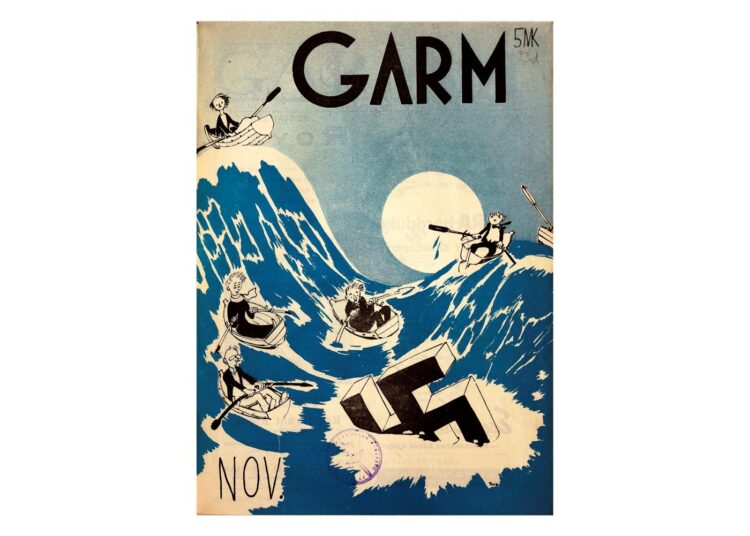 Tove Janssonin piirros uppoavasta natsi-Saksasta. - Tove Jansson, Garm, 3.11.1944.