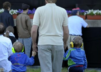 Isä ja lapset Pori Jazz -festivaaleilla heinäkuussa.