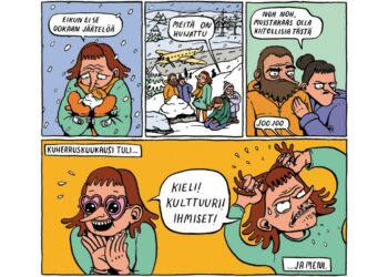 Näyte Annukka Mäkijärven piirtämästä tarinasta.