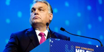 Unkarin pääministeri Viktor Orbán Euroopan kansanpuolueen (EPP) kokouksessa Helsingissä kaksi viikkoa sitten.