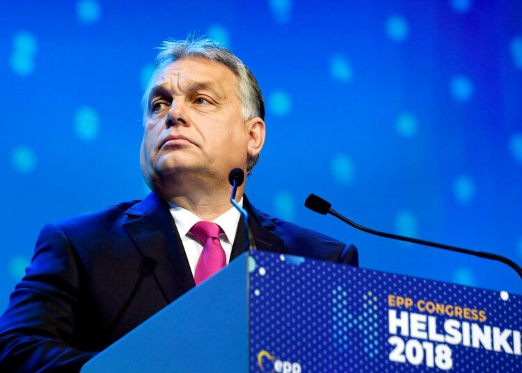 Unkarin pääministeri Viktor Orbán Euroopan kansanpuolueen (EPP) kokouksessa Helsingissä kaksi viikkoa sitten.