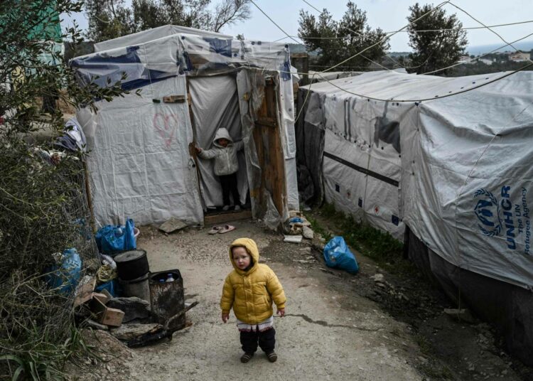 Morian pakolaisleiri Kreikassa noin kuukausi sitten.