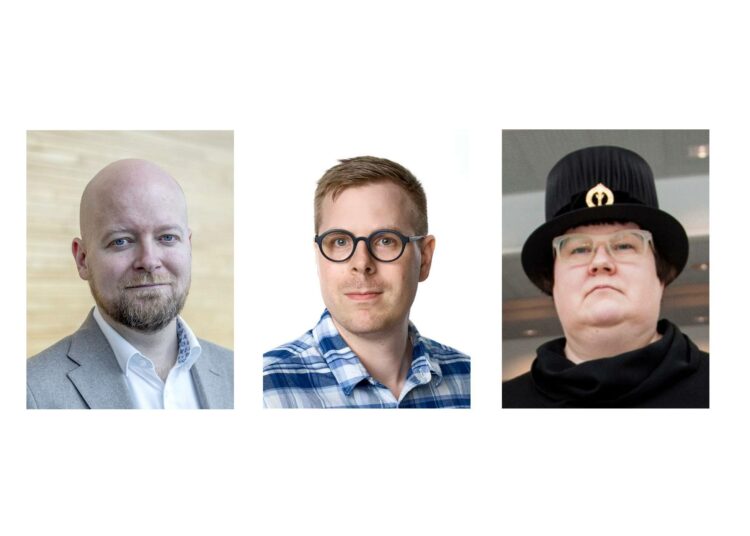 Jussi Saramo, Tuomo Hyttinen ja Saara Särmä.