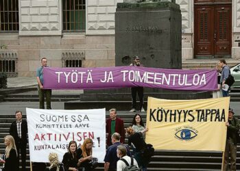 Kolme vuotta sitten vaadittiin budjettiriiheltä työtä ja toimeentuloa. Vaatimus on entistä ajankohtaisempi tänä syksynä.