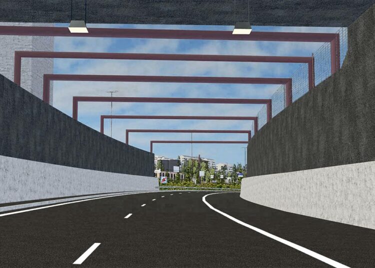 Tunneli tulee Naistenlahden ja Santalahden välille Näsijärven rantaan. Havainnekuvassa pohjoinen suuaukko Santalahden päässä.