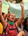 Kansainvälisen naistenpäivän mielenosoituksessa Perun pääkaupungissa Limassa naiset vaativat oikeuksiensa kunnioittamista ja sukupuolten tasa-arvoa.