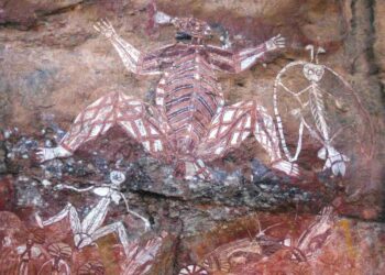 Aboriginaalien kalliotaidetta Anbangbangissa Kakadun kansallispuistossa.