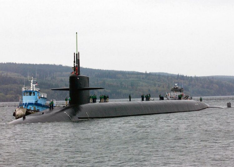 Keskeinen osa Yhdysvaltain ydinasearsenaalista on sijoitettu sukellusveneisiin. Kuvassa USS Louisiana, joka on yksi neljästätoista ballistisilla ohjuksilla varustetusta Ohio-luokan sukellusveneestä.
