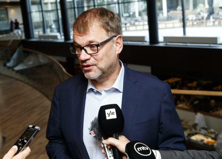 Pääministeri Juha Sipilä keskustan ministeriryhmän kesäkokouksessa Lappeenrannassa tiistaina.