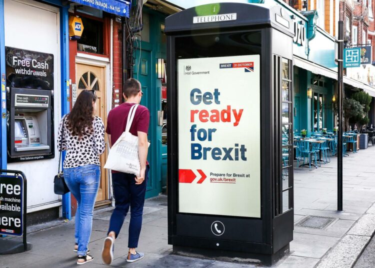 Britannian hallituksen kampanja brexitiin valmistautumiseksi käynnistyi viime sunnuntaina. Kuva Lontoosta.