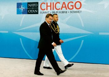 Presidentti Sauli Niinistö Naton ja sen kumppanuusmaiden kokouksessa Chicagossa viime maanantaina.