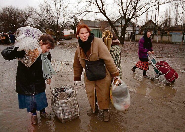 Ingushiaan tuli Tshetshenian sotien aikana paljon pakolaisia Tshetsheniasta. Kuva vuodelta 1999.