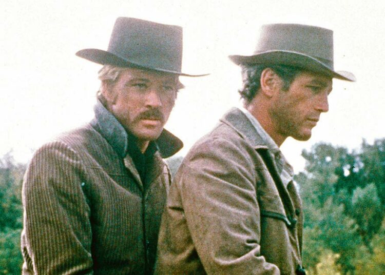 Butch ja Kid – auringonlaskun ratsastajat on moderni lännenklassikko kahdesta lainsuojattomasta. Kuvassa Robert Redford (vas.) ja Paul Newman.