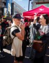 Vasemmistoliiton puheenjohtaja Minja Koskela tapasi kansalaisia Jyväskylän Kauppakadulla Vasemmistoliiton eduskuntaryhmän kesäkokouksessa.