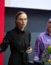Vasemmistoliiton eduskuntaryhmä päätti kesäkokouksensa Tampereella tänään torstaina. Kuvassa puolueen puheenjohtaja Minja Koskela ja eduskuntaryhmän puheenjohtaja Aino-Kaisa Pekonen.