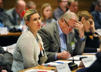 Katja Hänninen puoluevaltuuston kokouksessa vuonna 2011.