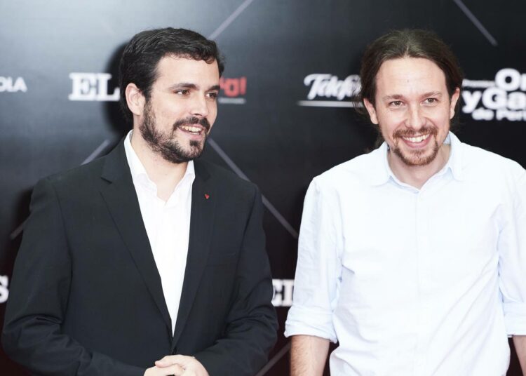 Alberto Garzón ja Pablo Iglesias kuvattiin yhdessä muutama päivä ennen yhteislistojen julkistamista.