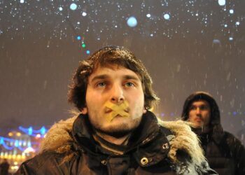 Valko-Venäjän opposition protesti Minskissä tammikuussa.