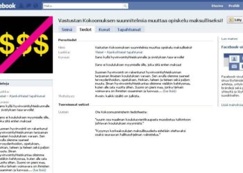 Facebookiin ilmestyi pikavauhtia ryhmä "Vastustan Kokoomuksen suunnitelmia muuttaa opiskelu maksulliseksi".