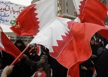 Irakin Bagdadissa osoitettiin huhtikuussa mieltä Bahrainin hallituksen sortotoimia vastaan.