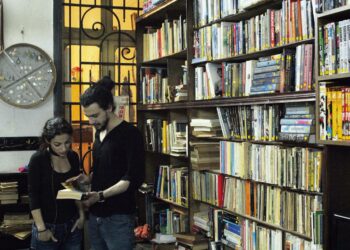 Rytta Boustany (vas.) ja Abbas Bazzi laajentavat perustamansa kirjaston kokoelmaa hiljalleen. Haussa on erityisesti poliittisia teoksia ja taidekirjallisuutta.
