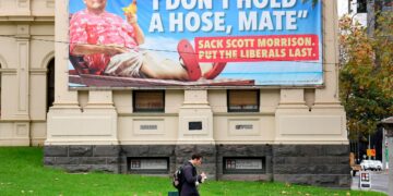 Vaalijuliste Melbournessa kehotti antamaan potkut pääministeri Scott Morrisonille ja jättämään liberaalipuolueen listaäänestyksen viimeiselle sijalle.