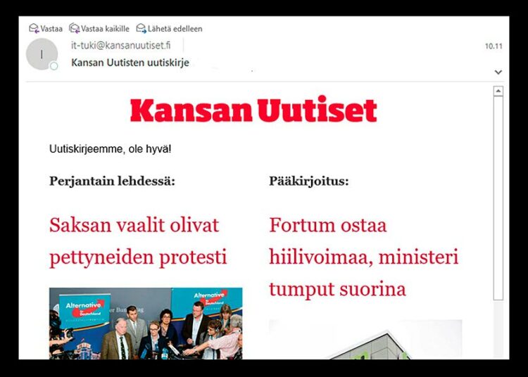 Kansan Uutisten uutiskirjeen voi tilata nyt.